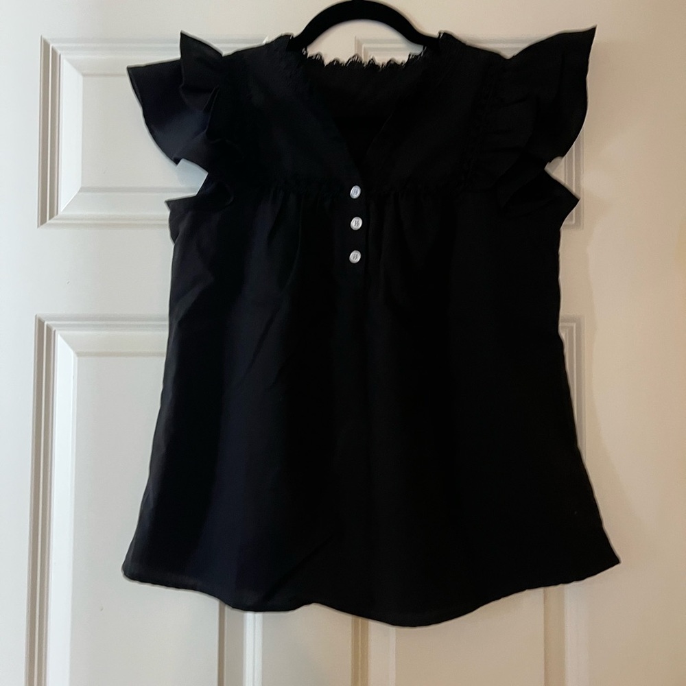 Black Ruffled Women's Top